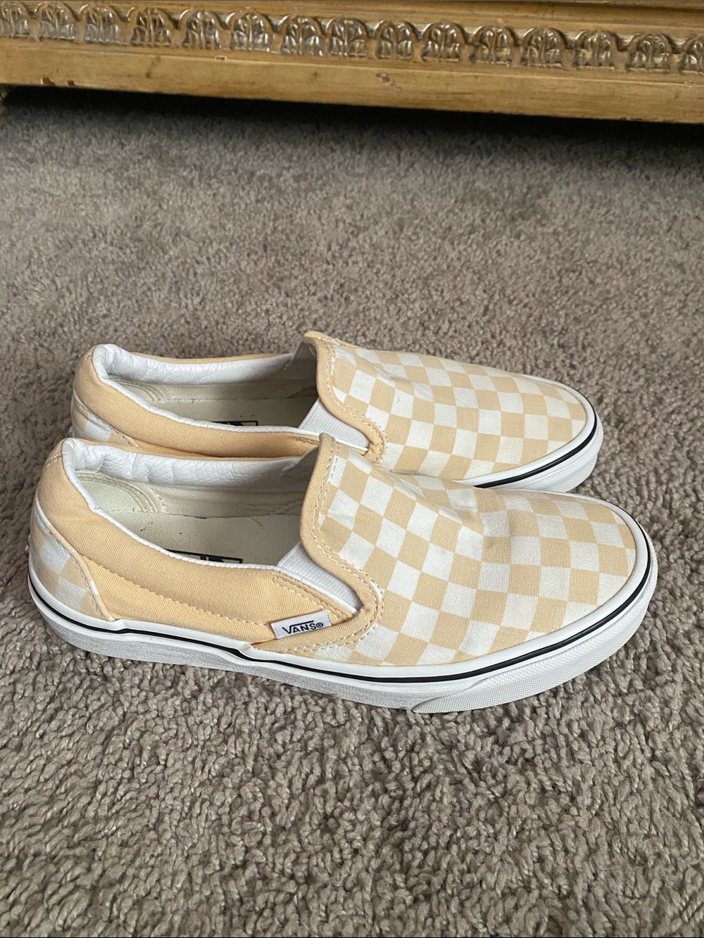 Vans Oldskool Classic Checkerboard Slip-On Sneakers in Cream & White
